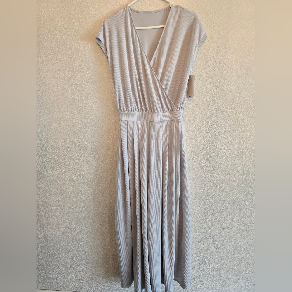 Halara V Neck Short Sleeve Side Pocket Wide Leg Flowy Waffle Casual Jumpsuit S